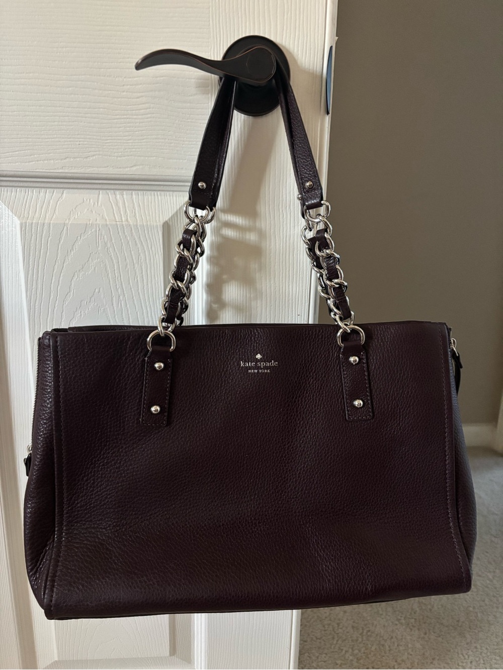 kate spade NWOT Cherrywood (dark brown)  Leather Chain-Handle Shoulder Bag